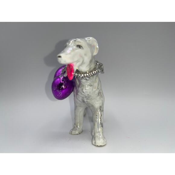 Vintage Valentine's Day Iridescent Dog Pink Tongue Diamond Heart Bow Collar OOAK - Picture 3 of 16